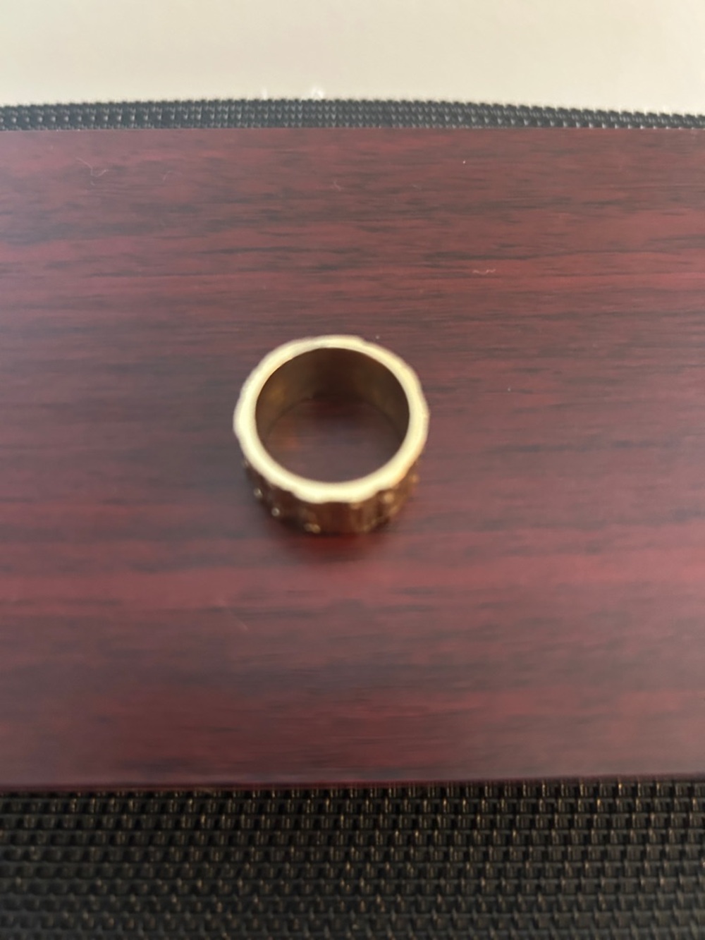 . Nature-inspired wide solid gold band design, chunky textured gold ring-14k - Picture 2 of 7
